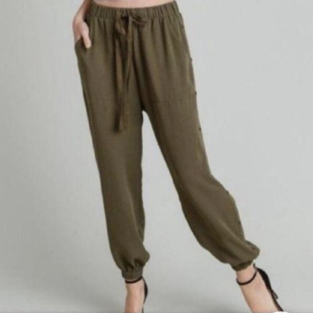 Dreamy Lightweight Olive Green Joggers Pants Size L New